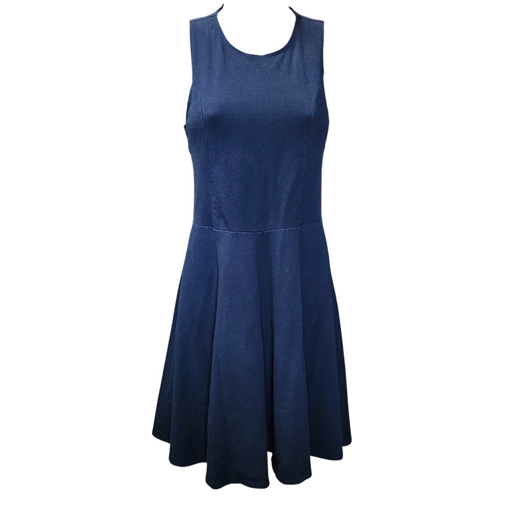 Hollister Skater Dress Womens M Navy Blue Cutout Back Sleeveless Dark Academia